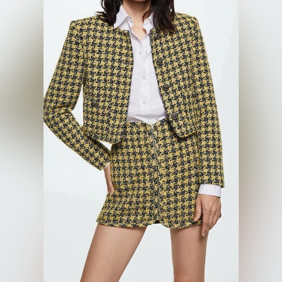 Mango Jackets & Blazers - EUC Mango Cropped Yellow Blazer XS